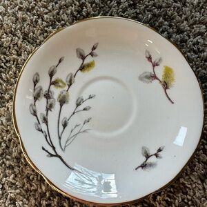 Gold-Trimmed Floral Saucer